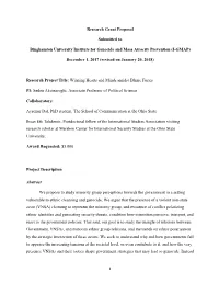 Research Grant Proposal Submitted to Binghamton University Institute For