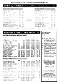 Shaftesbury to Salisbury Via Fovant & Wilton Shaftesbury to Salisbury Via