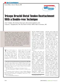 Triceps Brachii Distal Tendon Reattachment with a Double-Row Technique