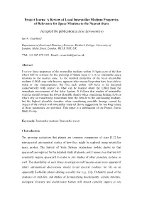 A Review of Local Interstellar Medium Properties of Relevance for Space Missions to the Nearest Stars