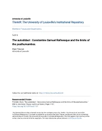 Constantine Samuel Rafinesque and the Limits of the Posthumanities
