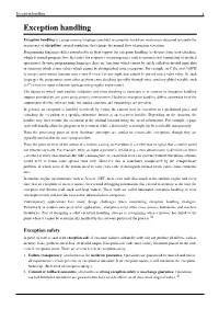 Exception Handling 1 Exception Handling