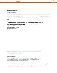 Lithiation Reactions of 3-(4-Chlorophenyl)Sydnone and 3-(4-Methylphenyl)Sydnone
