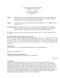 MONTCLAIR STATE UNIVERSITY Montclair, New Jersey BOARD OF