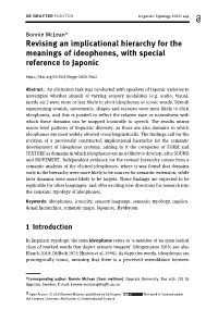 Revising an Implicational Hierarchy for the Meanings of Ideophones, with Special Reference to Japonic