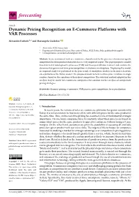Dynamic Pricing Recognition on E-Commerce Platforms with VAR Processes