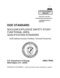 Nuclear Explosive Safety Study Functional Area Qualification Standard