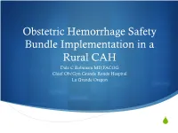 Ⅰ Obstetric Hemorrhage Safety Bundle Implementation in a Rural