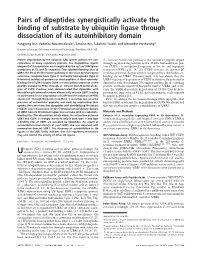 Pairs of Dipeptides Synergistically Activate the Binding of Substrate by Ubiquitin Ligase Through Dissociation of Its Autoinhibitory Domain