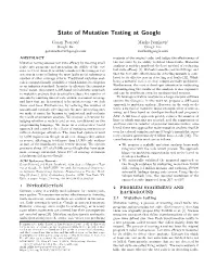 State of Mutation Testing at Google