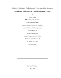The Influence of Terrorism on Discriminatory Attitudes and Behaviors