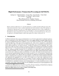 High-Performance Transaction Processing in SAP HANA
