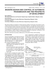 Modern Design and Control of Automatic Transmission and The