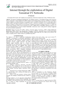 Internet Through the Exploitation of Digital Terrestrial TV Networks