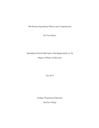 The Relationship Between Fluency and Comprehension