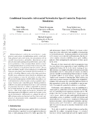 Conditional Generative Adversarial Networks for Speed Control in Trajectory Simulation