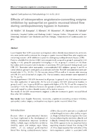 Effects of Intraoperative Angiotensin-Converting Enzyme Inhibition by Quinaprilat on Gastric Mucosal Blood Flow During Cardiopulmonary Bypass in Humans M