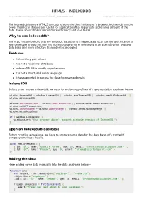 HTML5 Indexeddb