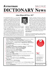 Kernerman Kdictionaries.Com/Kdn DICTIONARY News Adam Kilgarriff Prize, 2017