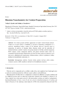 Rhenium Nanochemistry for Catalyst Preparation