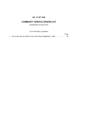 Community Service Orders Act Subsidiary Legislation