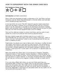 How to Experiment with the Zener Card Deck