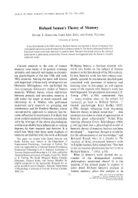 Richard Semon's Theory of Memory