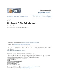 2014 Global Go to Think Tank Index Report
