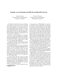 Unix-Like Access Permissions in Fully Decentralized File Systems