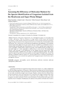 Assessing the Efficiency of Molecular Markers for the Species Identification of Gregarines Isolated from the Mealworm and Super Worm Midgut
