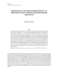 Kim Dae Jung and the Sunshine Policy: an Appealing Policy Option for Inter-Korean Relations