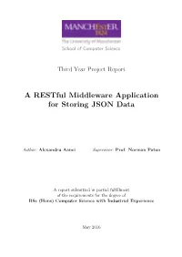 A Restful Middleware Application for Storing JSON Data