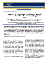 Analysis of Coffee Export Marketing in Rwanda: Application of the Boston Consulting Group Matrix