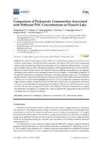 Comparison of Prokaryotic Communities Associated with Diﬀerent TOC Concentrations in Dianchi Lake