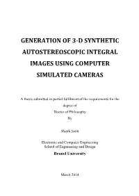 Generation of 3-D Synthetic Autostereoscopic Integral Images Using Computer Simulated Cameras
