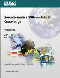 Geoinformatics 2007—Data to Knowledge