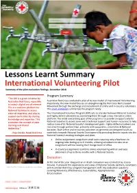Lessons Learnt Summary International Volunteering Pilot Summary of the Pilot Evaluation Findings