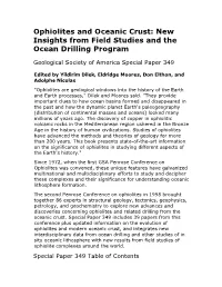 Ophiolites and Oceanic Crust: New Insights from Field Studies and the Ocean Drilling Program