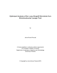 Optimized Analysis of the Lung Allograft Microbiota from Bronchoalveolar Lavage Fluid