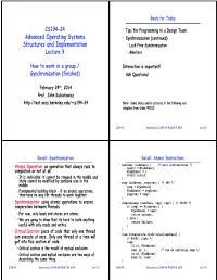 Advanced Operating Systems Structures and Implementation