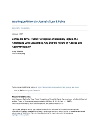 Before Its Time: Public Perception of Disability Rights, the Americans with Disabilities Act, and the Future of Access and Accommodation