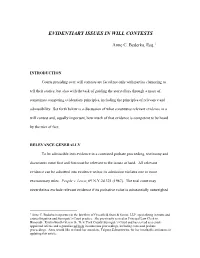 Evidentiary Issues in Will Contests – by Anne C. Bederka