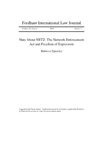 Nuts About NETZ: the Network Enforcement Act and Freedom of Expression
