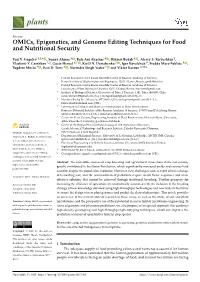 Omics, Epigenetics, and Genome Editing Techniques for Food and Nutritional Security