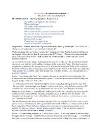 Opening Scripture: Psalm 27:1-3 –