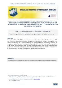 Technical Procedures for Using Synthetic Natural Gas As an Alternative to Natural Gas in Different Supply Conditions for Industrial Customers
