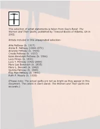 This Selection of Artist Statements Is Taken from Gee's Bend