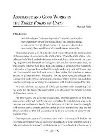 Assurance and Good Works in the Three Forms of Unity Manuel Kuhs