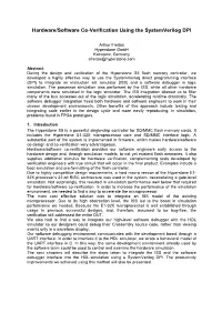 Hardware/Software Co-Verification Using the Systemverilog DPI