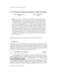 On Root Modality and Thematic Relations in Tagalog and English*